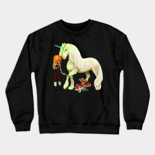 Beautiful unicorn with fairy Crewneck Sweatshirt